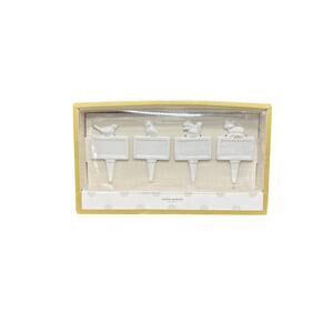 Set of 4 Porcelain Cheese Markers Different Animals on Each - In Original Box